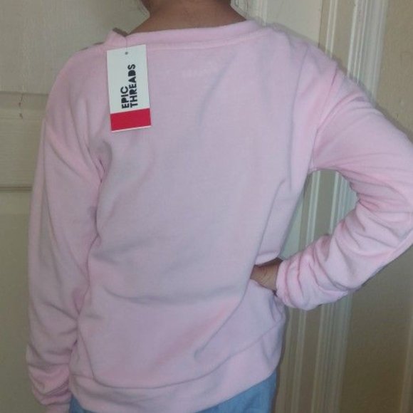 EPIC THREADS SOFT PULLOVER CALIFORNIA GIRL M NWT Hearts Sequins LOGO NWT - Picture 2 of 5